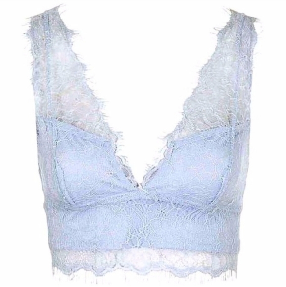 Topshop Blue Lace Crop Top - Picture 1 of 5